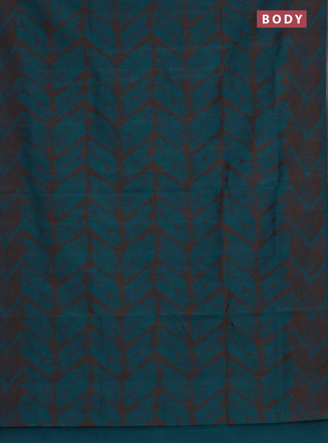 Banarasi semi matka saree cs blue and brown with allover thread weaves and thread woven border