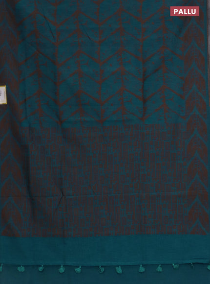 Banarasi semi matka saree cs blue and brown with allover thread weaves and thread woven border