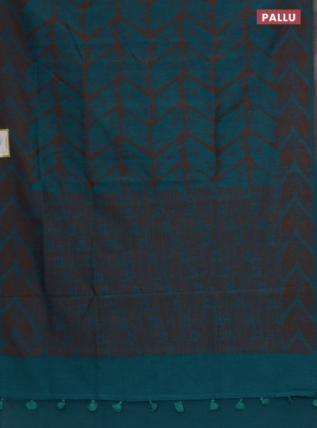 Banarasi semi matka saree cs blue and brown with allover thread weaves and thread woven border