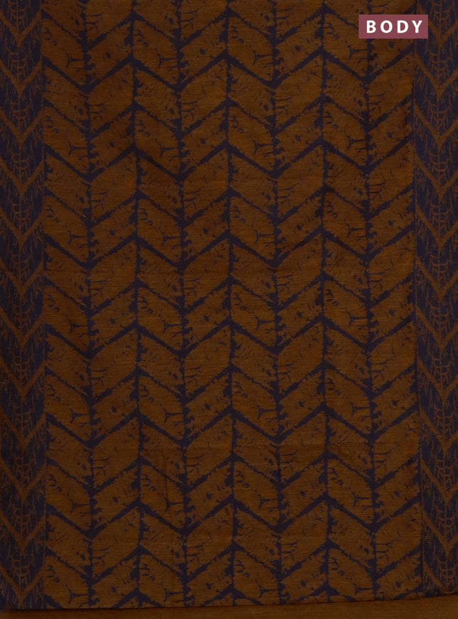 Banarasi semi matka saree dark mustard and blue with allover thread weaves and thread woven border