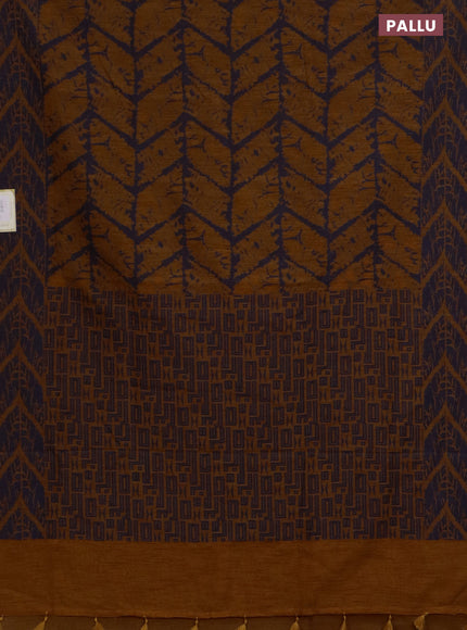 Banarasi semi matka saree dark mustard and blue with allover thread weaves and thread woven border