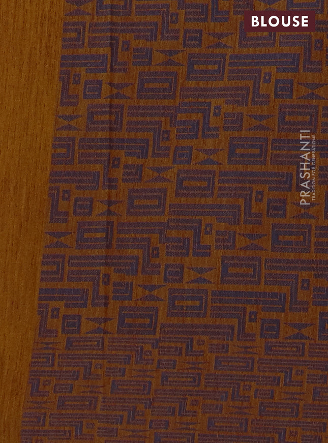 Banarasi semi matka saree dark mustard and blue with allover thread weaves and thread woven border