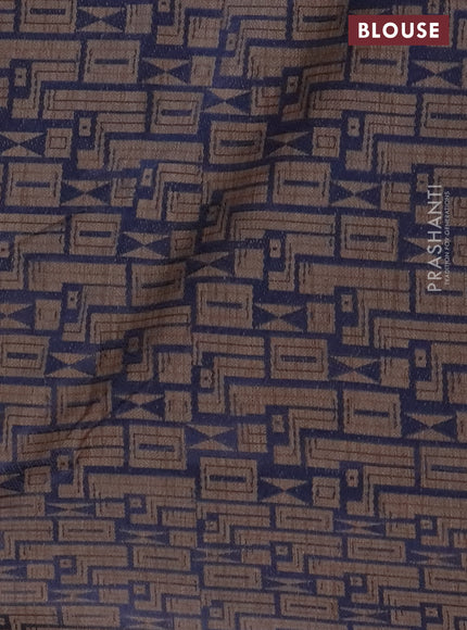 Banarasi semi matka saree chikku shade and blue with allover thread weaves and thread woven border