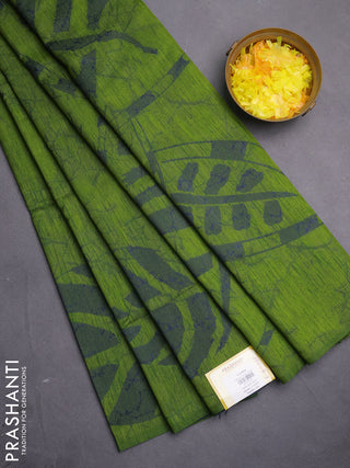Banarasi semi matka saree light green with allover thread weaves in borderless style
