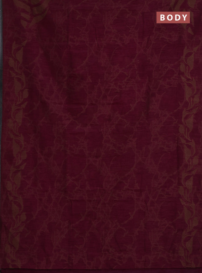 Banarasi semi matka saree wine shade with allover thread weaves in borderless style