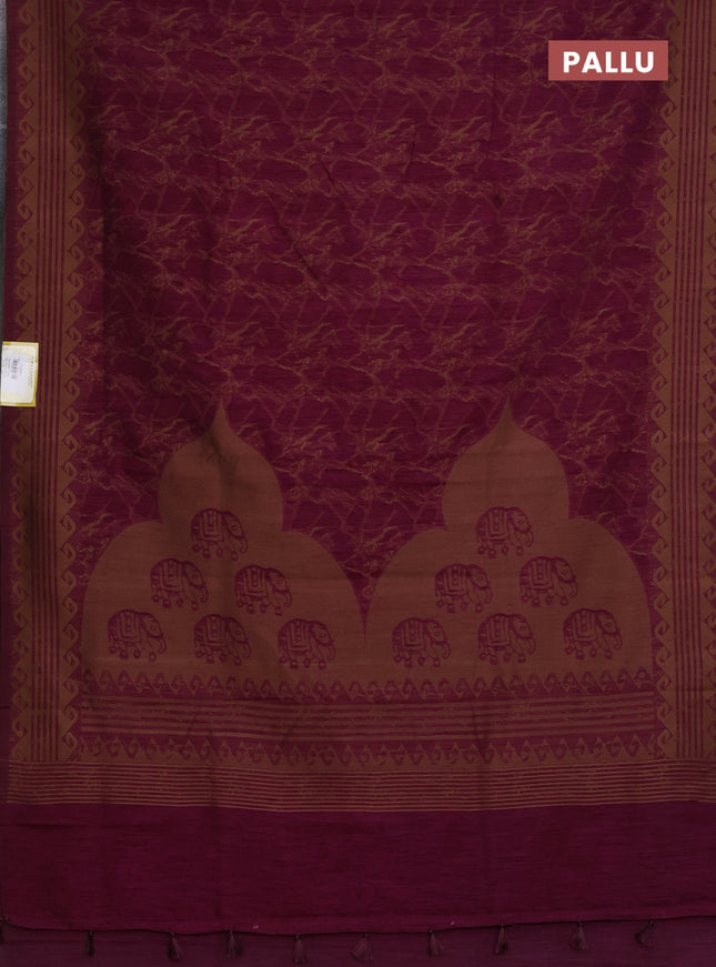 Banarasi semi matka saree wine shade with allover thread weaves and thread woven border