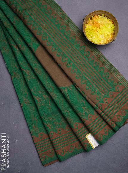 Banarasi semi matka saree green with allover thread weaves and thread woven border