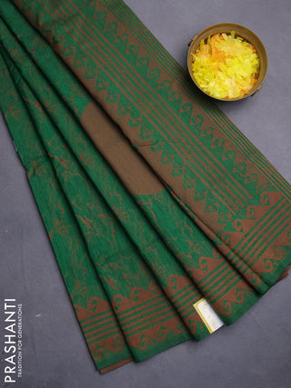 Banarasi semi matka saree green with allover thread weaves and thread woven border