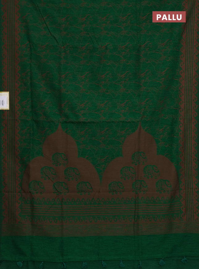 Banarasi semi matka saree green with allover thread weaves and thread woven border