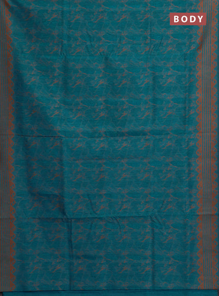 Banarasi semi matka saree teal blue shade with allover thread weaves and thread woven border