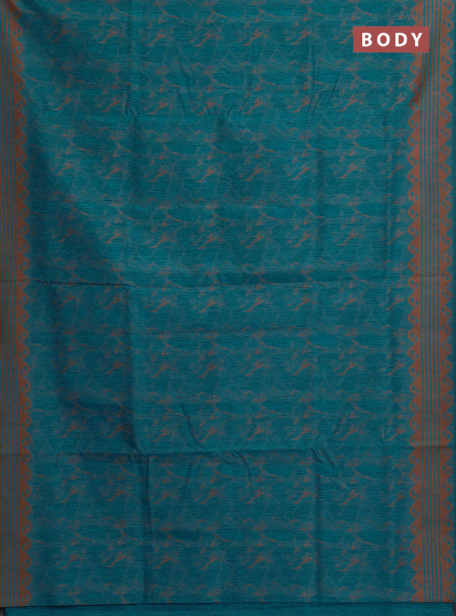 Banarasi semi matka saree teal blue shade with allover thread weaves and thread woven border