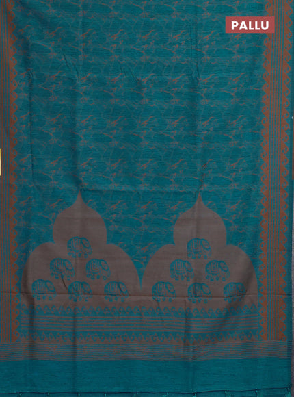 Banarasi semi matka saree teal blue shade with allover thread weaves and thread woven border