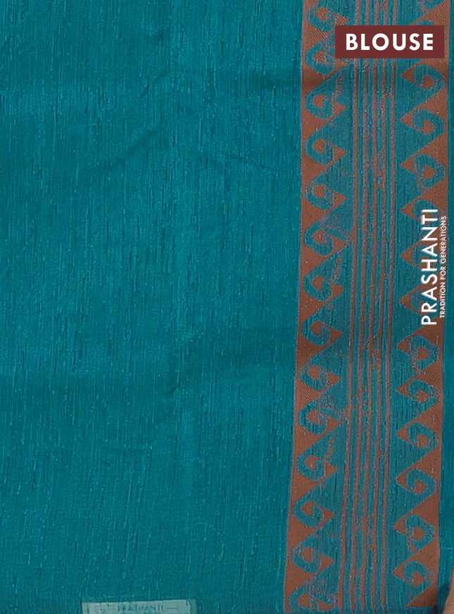 Banarasi semi matka saree teal blue shade with allover thread weaves and thread woven border