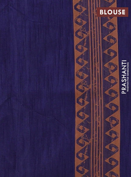 Banarasi semi matka saree navy blue and brown with allover thread weaves and thread woven border