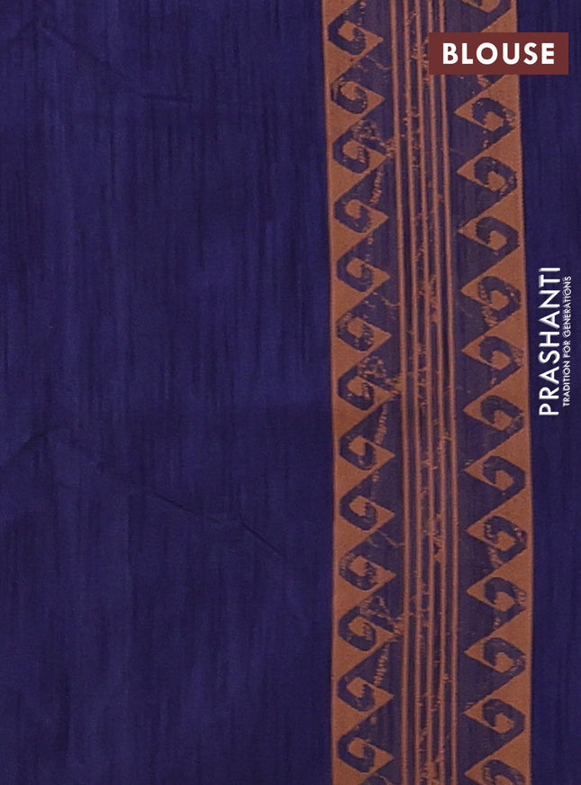Banarasi semi matka saree navy blue and brown with allover thread weaves and thread woven border