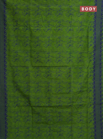Banarasi semi matka saree light green and blue with allover thread weaves and thread woven border