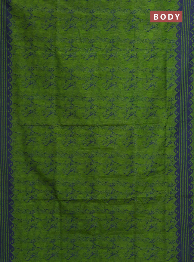 Banarasi semi matka saree light green and blue with allover thread weaves and thread woven border