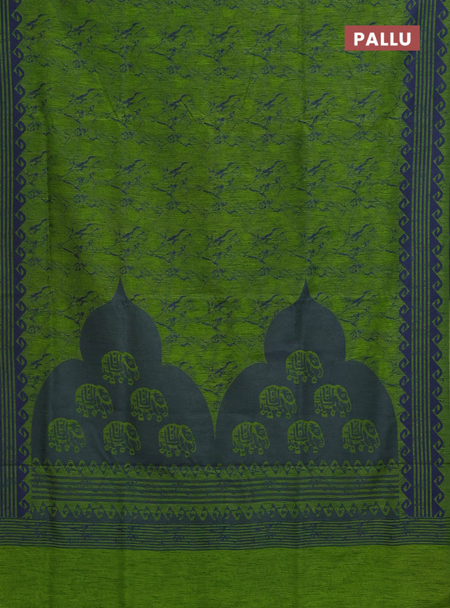 Banarasi semi matka saree light green and blue with allover thread weaves and thread woven border