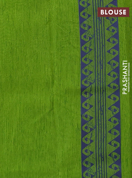 Banarasi semi matka saree light green and blue with allover thread weaves and thread woven border