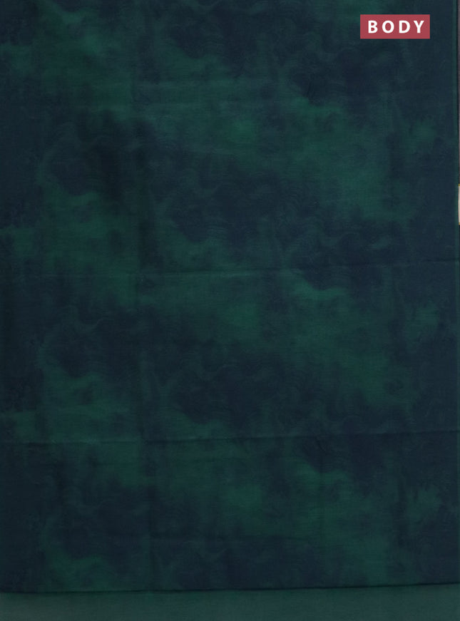 Banarasi semi matka saree teal green shade with allover thread weaves in borderless style