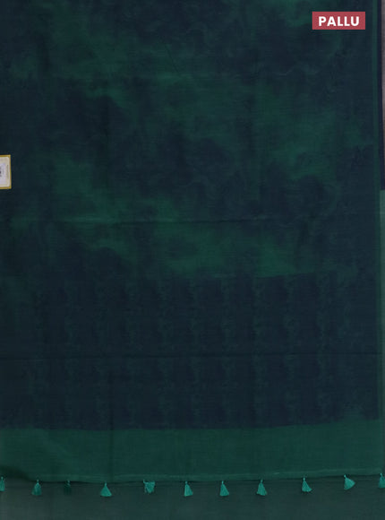 Banarasi semi matka saree teal green shade with allover thread weaves in borderless style