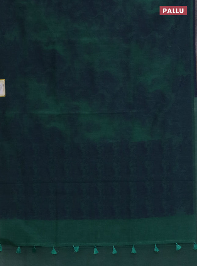 Banarasi semi matka saree teal green shade with allover thread weaves in borderless style