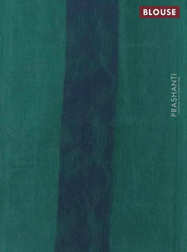 Banarasi semi matka saree teal green shade with allover thread weaves in borderless style
