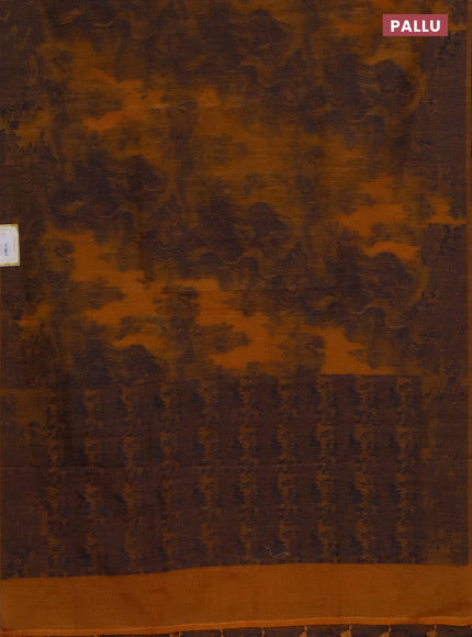 Banarasi semi matka saree mustard yellow with allover thread weaves in borderless style