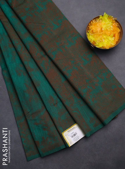 Banarasi semi matka saree green with allover thread weaves in borderless style