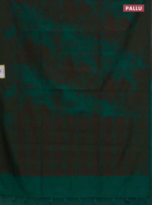 Banarasi semi matka saree green with allover thread weaves in borderless style