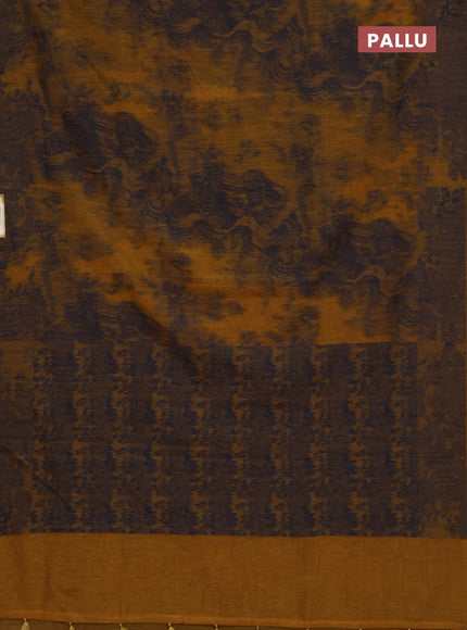 Banarasi semi matka saree mustard yellow with allover thread weaves in borderless style