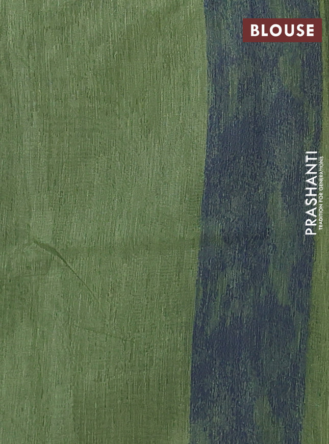 Banarasi semi matka saree sap green with allover thread weaves in borderless style