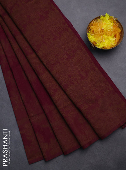 Banarasi semi matka saree wine shade with allover thread weaves in borderless style