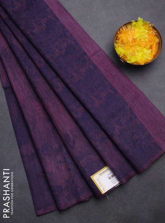Banarasi semi matka saree purple shade with allover thread weaves in borderless style