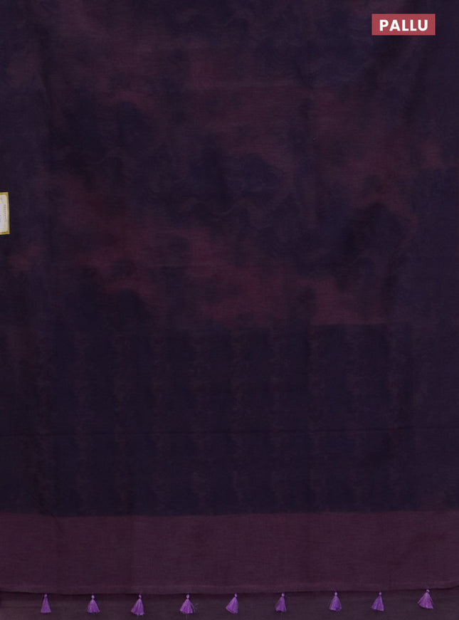 Banarasi semi matka saree purple shade with allover thread weaves in borderless style