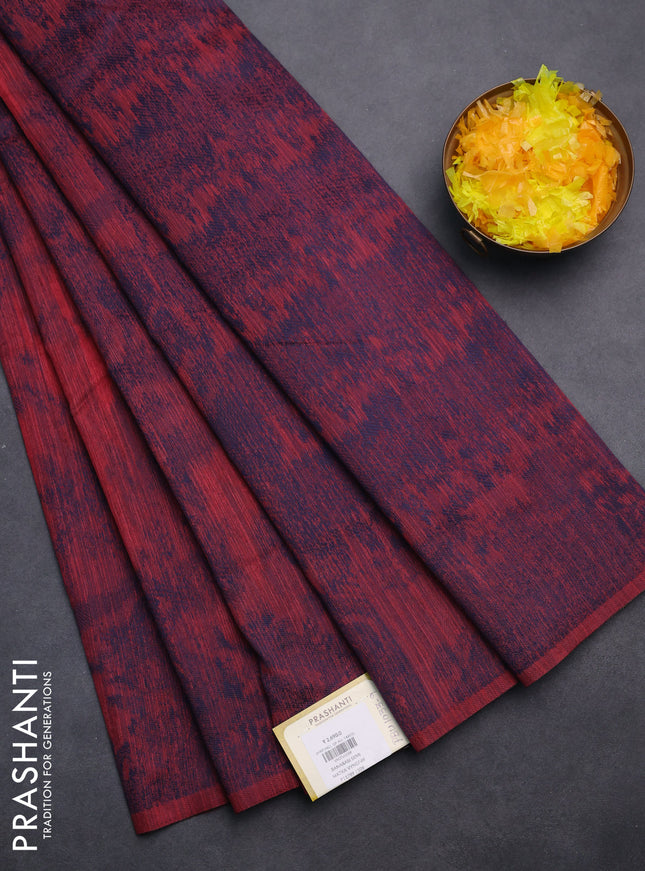 Banarasi semi matka saree dark peach pink with allover thread weaves in borderless style