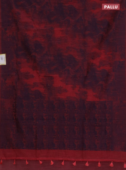 Banarasi semi matka saree dark peach pink with allover thread weaves in borderless style