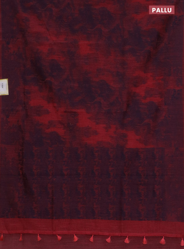 Banarasi semi matka saree dark peach pink with allover thread weaves in borderless style