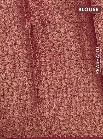 Banarasi semi matka saree teal green and maroon with thread & zari woven buttas and banarastyle border