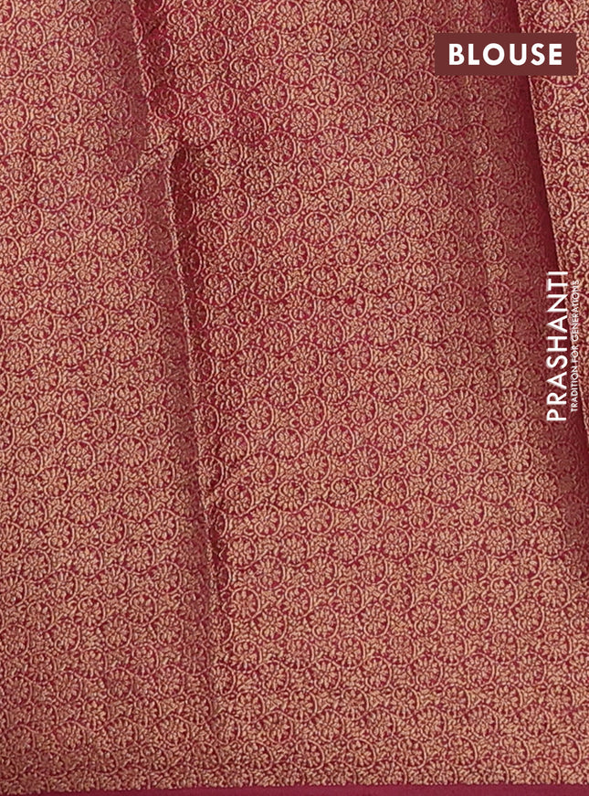 Banarasi semi matka saree teal green and maroon with thread & zari woven buttas and banarastyle border