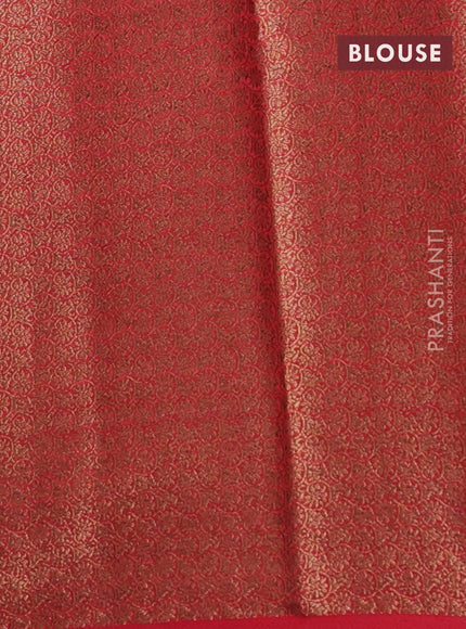 Banarasi semi matka saree navy blue and red with thread & zari woven buttas and banarastyle border