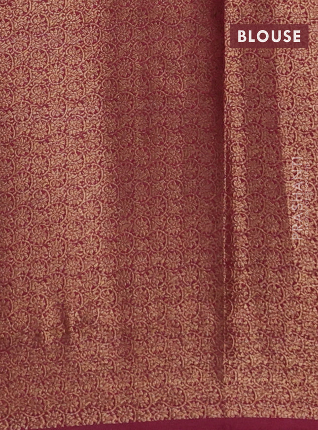 Banarasi semi matka saree teal blue shade and wine shade with thread & zari woven buttas and banarastyle border