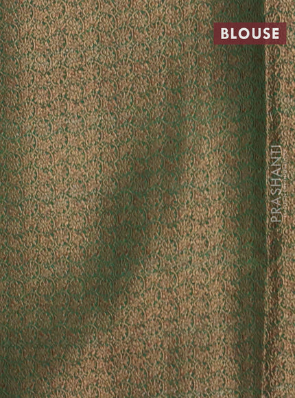 Banarasi semi matka saree mustard yellow and green with thread & zari woven buttas and banarastyle border