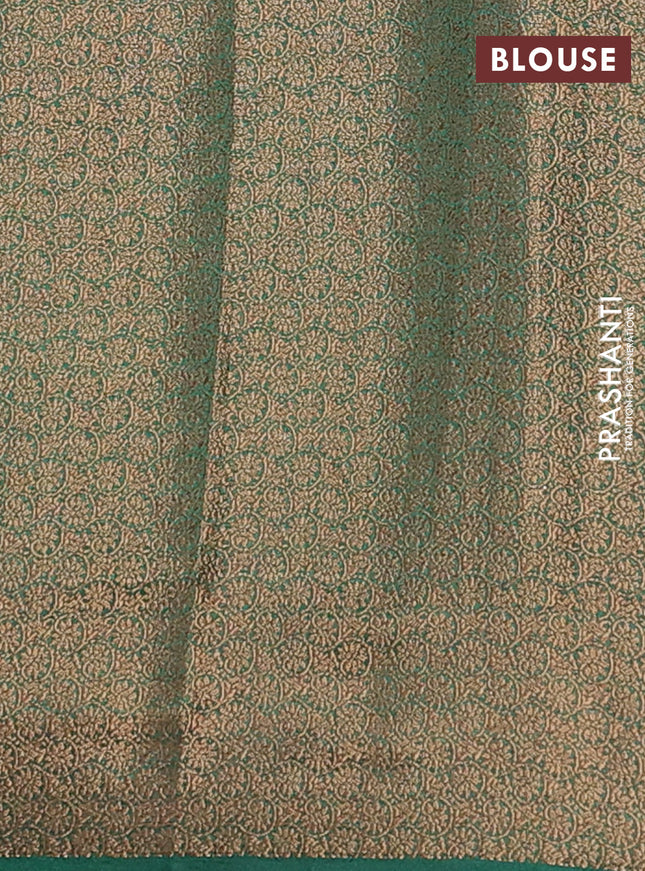 Banarasi semi matka saree red and green with thread & zari woven buttas and banarastyle border