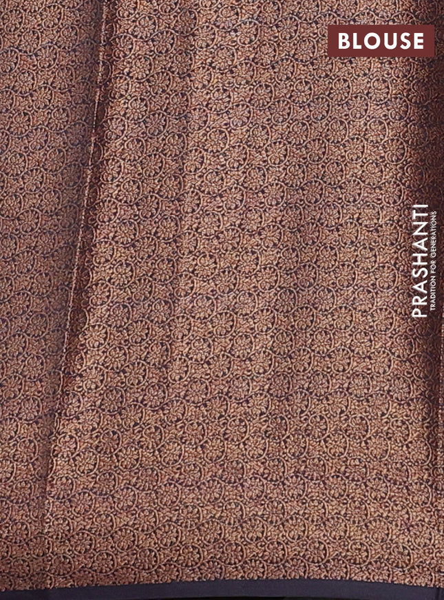 Banarasi semi matka saree wine shade and navy blue with thread & zari woven buttas and banarastyle border