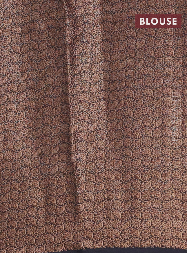 Banarasi semi matka saree pink and navy blue with thread & zari woven floral buttas and banarastyle border