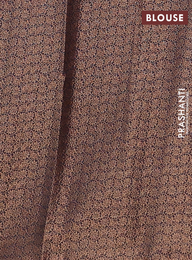 Banarasi semi matka saree teal green and navy blue with thread & zari woven floral buttas and banarastyle border