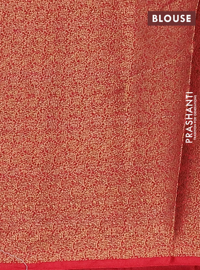 Banarasi semi matka saree navy blue and red with thread & zari woven floral buttas and banarastyle border