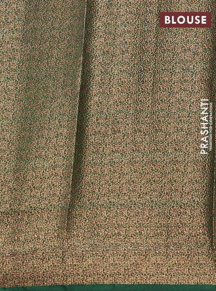 Banarasi semi matka saree red and green with thread & zari woven floral buttas and banarastyle border