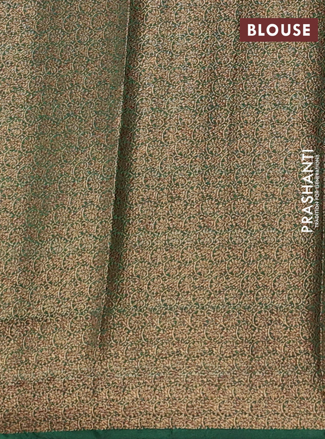 Banarasi semi matka saree red and green with thread & zari woven floral buttas and banarastyle border